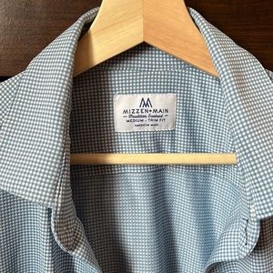 Mizzen+Main blue and white check medium trim fit shirt